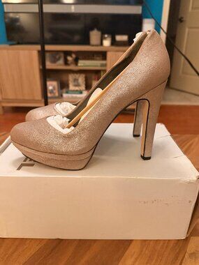 Diesel Ashly Platform Stiletto Pumps Brown/Silver Metallic | Size 10